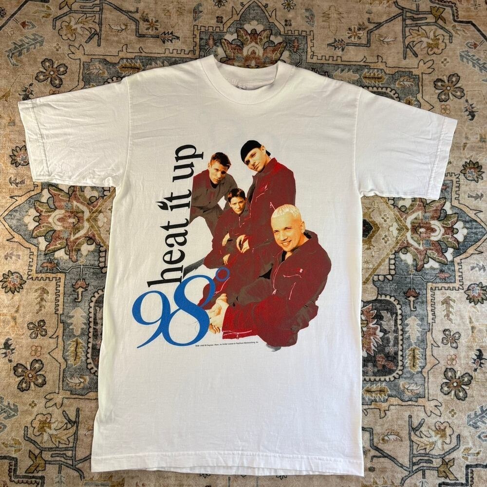 Vintage 1998 98 Degrees Heat it Up Tour Concert Merch Tshirt Medium 90s Boy Band
